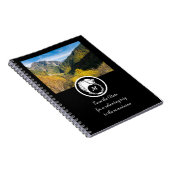 スノーホワイトウルフシルエットローレルモノグラム写真 ノートブック (右側)