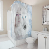 スノーホワイトウルフレディーブルーアイズ シャワーカーテン (インサイチュ)