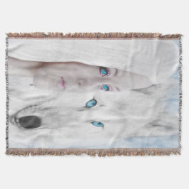スノーホワイトウルフレディーブルーアイズ スローブランケット