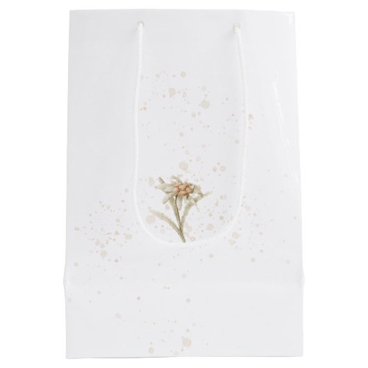 スノーホワイトエーデルワイスヴィンテージクリスマス ミディアムペーパーバッグ (裏面)