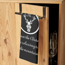 スノーホワイトバックシルエットモノグラム写真 キッチンタオル