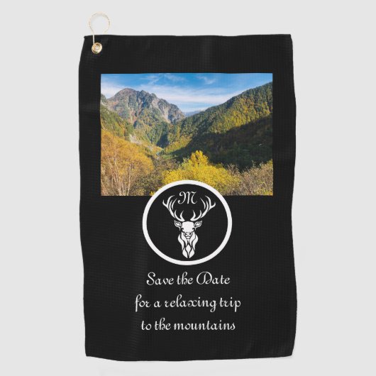 スノーホワイトバックシルエットモノグラム写真 ゴルフタオル (正面)