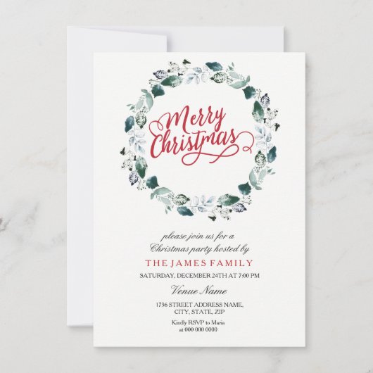 スノーホワイトリースメリーファミリークリスマスパーティー 招待状 (正面)