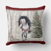 スノーホース&深紅色装飾用クッション クッション (裏面)