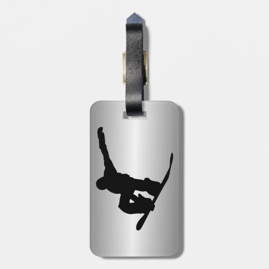 スノーボパーソナライズされたーター ラゲッジタグ (裏面縦)