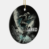 スノーボパーソナライズされたードウィンタースポーツ セラミックオーナメント (右)