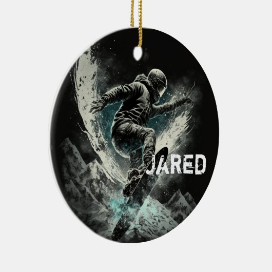 スノーボパーソナライズされたードウィンタースポーツ セラミックオーナメント (右)