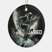 スノーボパーソナライズされたードウィンタースポーツ セラミックオーナメント (左)