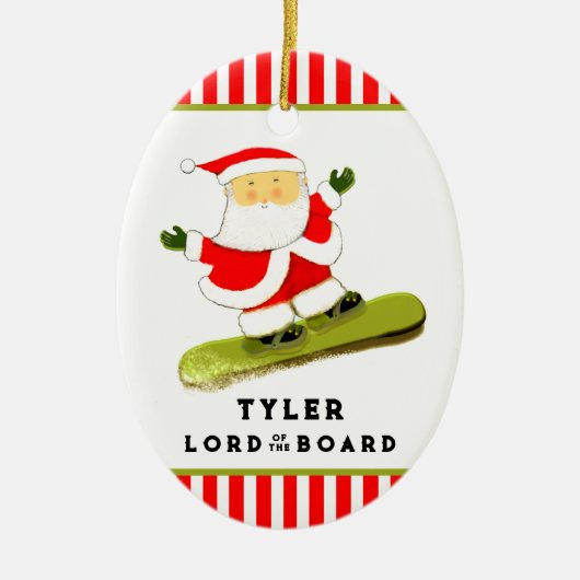 スノーボパーソナライズされたードボード セラミックオーナメント (正面)