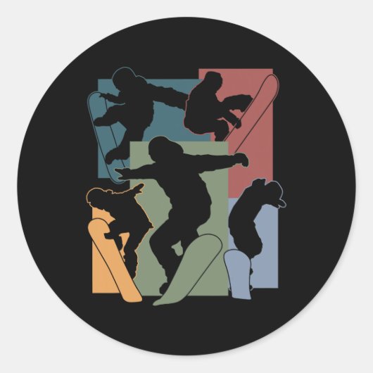 スノーボーおもしろいディング恋人スノーボーダーウィンタースポーツ ラウンドシール (正面)