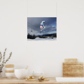 スノーボーダーが空中で跳び上がって裏を取る ポスター (キッチン)