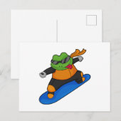 スノーボーダーとして雪を駆けるカエルとスノーボード ポストカード (正面/裏面)