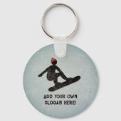 スノーボーダーのアクショグランジンポーズ – 見る – テキスト キーホルダー (正面)