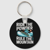 スノーボーダーはパウダーに乗って山の雪を支配 キーホルダー (正面)