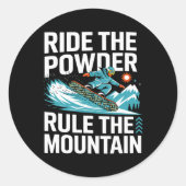 スノーボーダーはパウダーに乗って山の雪を支配 ラウンドシール (正面)