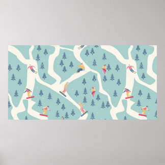 スノーボーダーやスキーヤーがスキー場に乗る。Pe ポスター