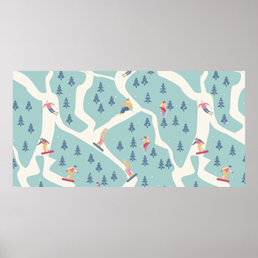 スノーボーダーやスキーヤーがスキー場に乗る。Pe ポスター (正面)