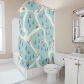 スノーボーダーやスキーヤーはスキー場に乗る。ペ シャワーカーテン (インサイチュ)