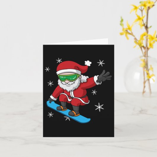スノーボーダークリスマスサンタクローススノーボードスノーボ カード (黄色い花)