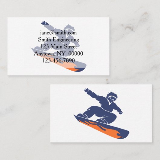 スノーボーダーシルエット – 背景色を選択 名刺 (正面/裏面)