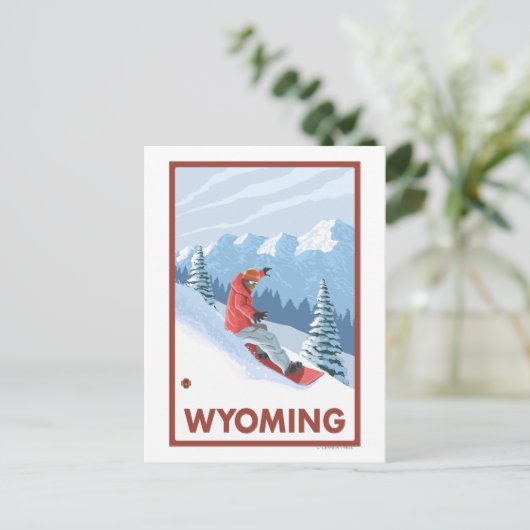 スノーボーダーシーンワイオミング ポストカード (スタンド正面)