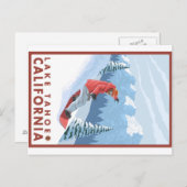 スノーボーダーシーン – タホ湖,カリフォルニア ポストカード (正面/裏面)