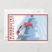 スノーボーダーシーン – タホ湖,カリフォルニア ポストカード (正面/裏面)