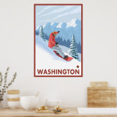 スノーボーダーシーン – ワシントン ポスター (キッチン)