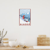 スノーボーダーシーン – ヴィンテージ旅行ポスター2 ポスター (キッチン)