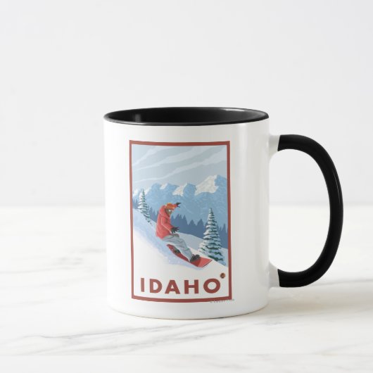 スノーボーダーシーンIdahoVintage旅行ポスター マグカップ (右)
