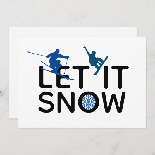 スノーボーダースキーアウィンタースポーツホリデー シーズンカード (正面/裏面)