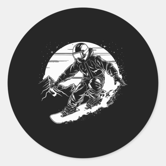 スノーボーダースケッチスノーボードゲレンデ2 ラウンドシール (正面)