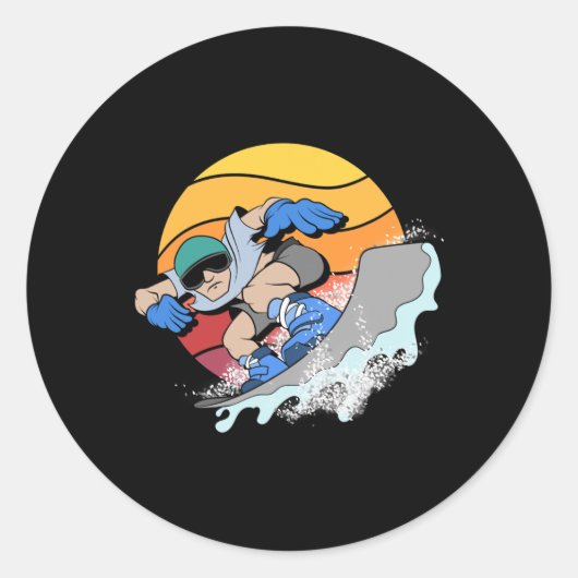 スノーボーダースノーボーディングウィンタースポーツレトロスノーボ ラウンドシール (正面)