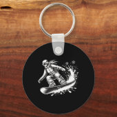 スノーボーダースノーボーディング冬の斜面ダウンヒルホール キーホルダー (正面)