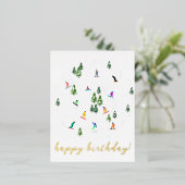 スノーボーダースノーボードイラストレーション誕生日 箔シーズンポストカード (立ち正面)