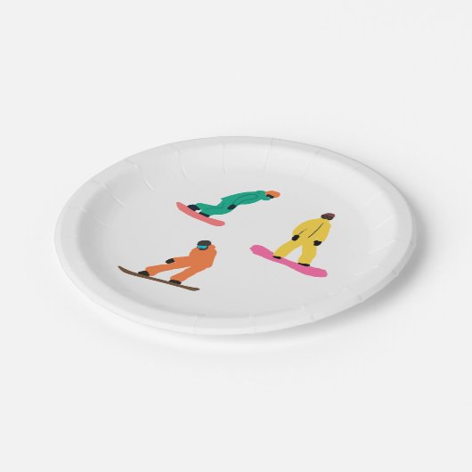 スノーボーダーズウィンターイラストレーション ペーパープレート (アングル)