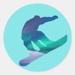 スノーボーダーノーザンライトシルエットシール ラウンドシール