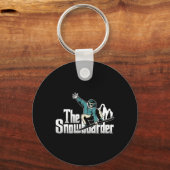 スノーボーダーマウンテンズウィンターエクストリームスポーツスノーボ キーホルダー (正面)