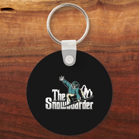 スノーボーダーマウンテンズウィンターエクストリームスポーツスノーボ キーホルダー (正面)