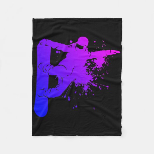 スノーボーダーメンズスノーボーディングウィンタースポーツ フリースブランケット (正面)