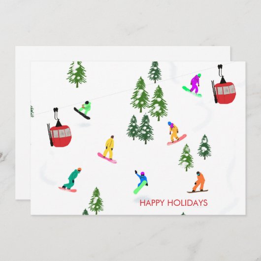 スノーボーダーモダンスノーボーディングホリデーカード シーズンカード (正面/裏面)