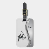 スノーボーダーモノグラムシルバースノーボード ラゲッジタグ (正面縦)