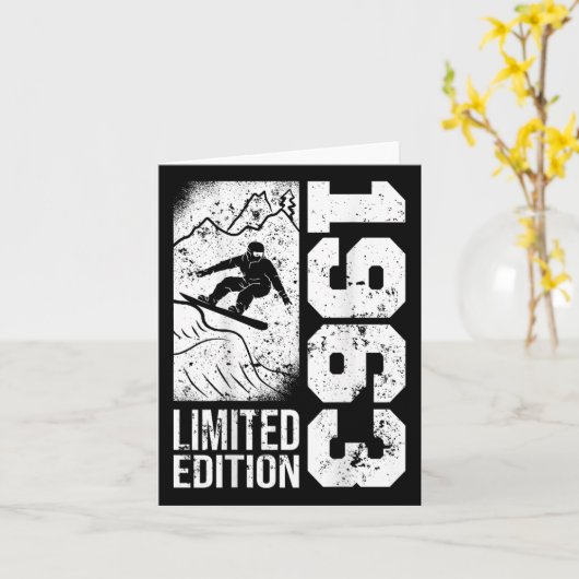 スノーボーダーヴィンテージ1963誕生日スノーボーディングスノ カード (黄色い花)