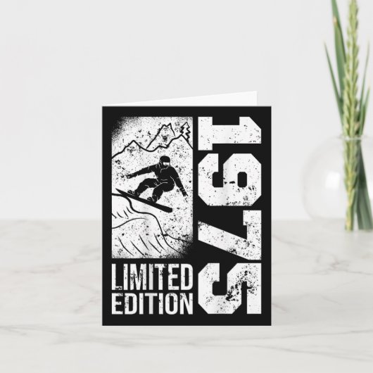 スノーボーダーヴィンテージ1975誕生日スノーボーディングスノ カード (正面)