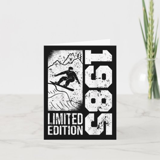 スノーボーダーヴィンテージ1985誕生日スノーボーディングスノ カード (正面)