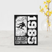 スノーボーダーヴィンテージ1985誕生日スノーボーディングスノ カード (黄色い花)