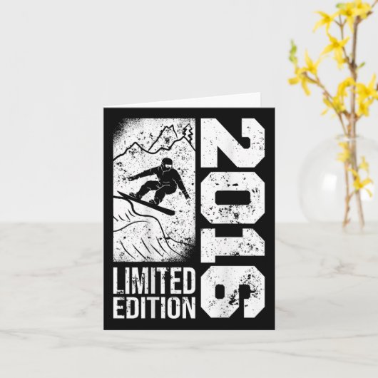 スノーボーダーヴィンテージ2016誕生日スノーボーディングスノ カード (黄色い花)