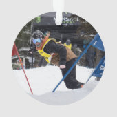 スノーボーダー冬山写真年のクリスマス  オーナメント (裏面)