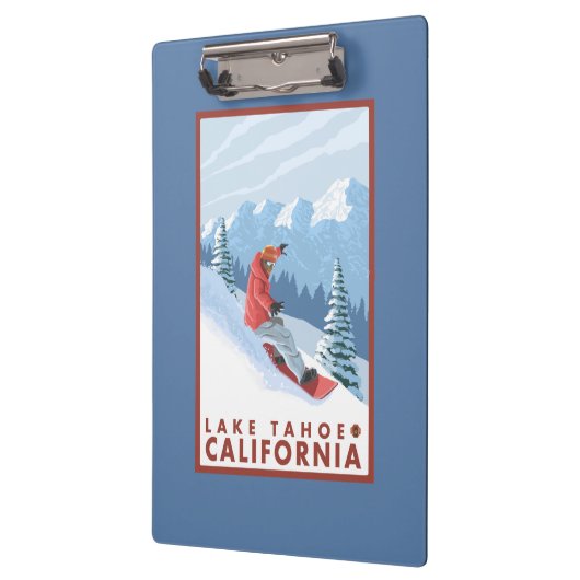 スノーボーダー場面-タホ湖、カリフォルニア クリップボード (左)