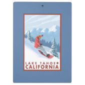 スノーボーダー場面-タホ湖、カリフォルニア クリップボード (裏面)